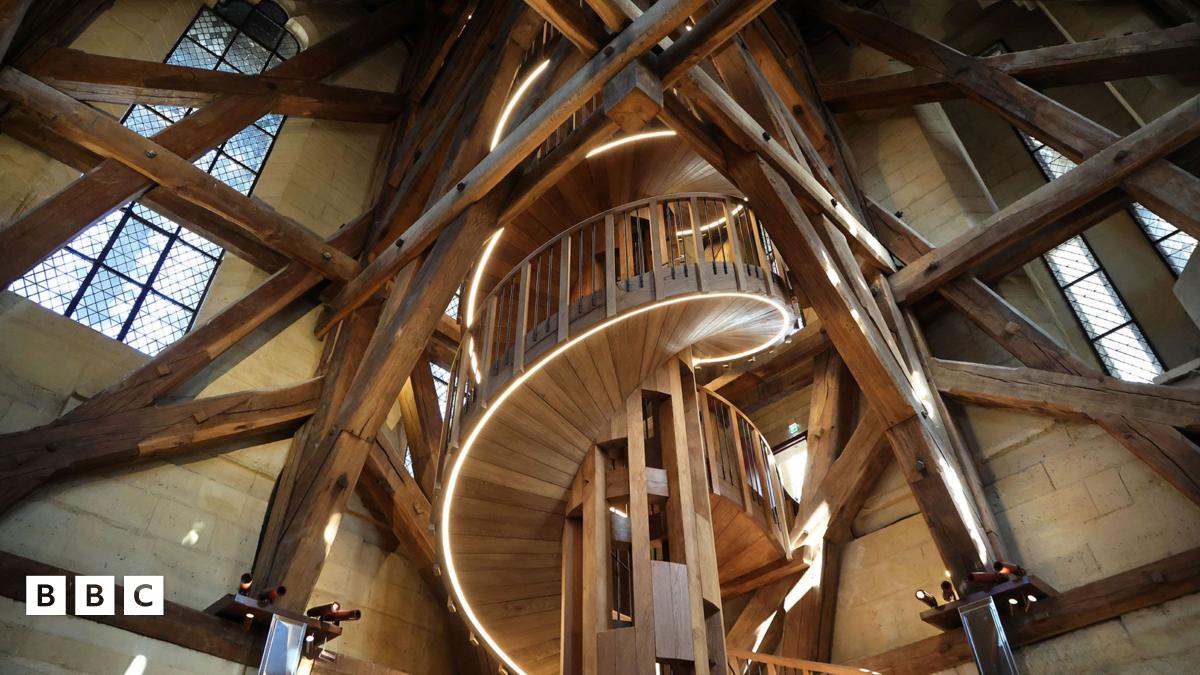Notre-Dame: Cathedral towers reopen with new spiral staircase